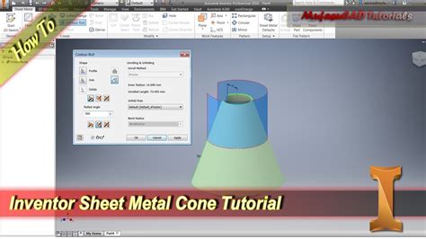 inventor sheet metal cone|inventor sheet metal contour tutorial.